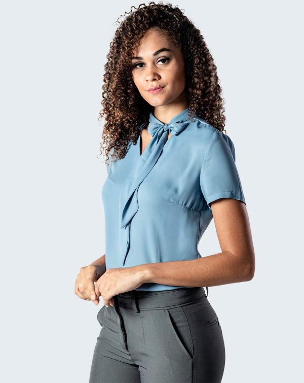 Camisa Feminina Crepe de Seda Uniforme | Azul Claro-15398