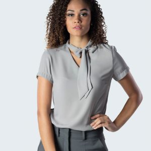 Camisa Feminina Crepe de Seda Uniforme | Cinza