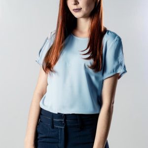 Camisa Feminina Decote Careca Uniforme | Azul Claro
