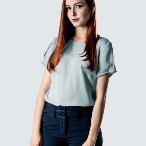 Camisa Feminina Decote Careca Uniforme | Cinza-0