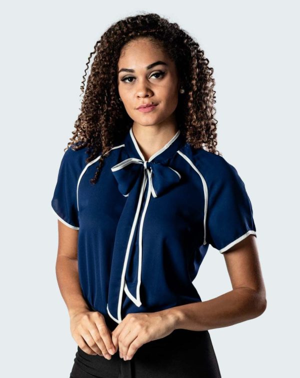 Camisa Feminina Laço Uniforme | Marinho