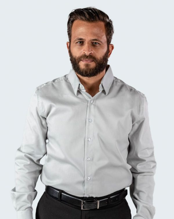 Camisa Masculina Maquinetada Uniforme | Cinza Claro