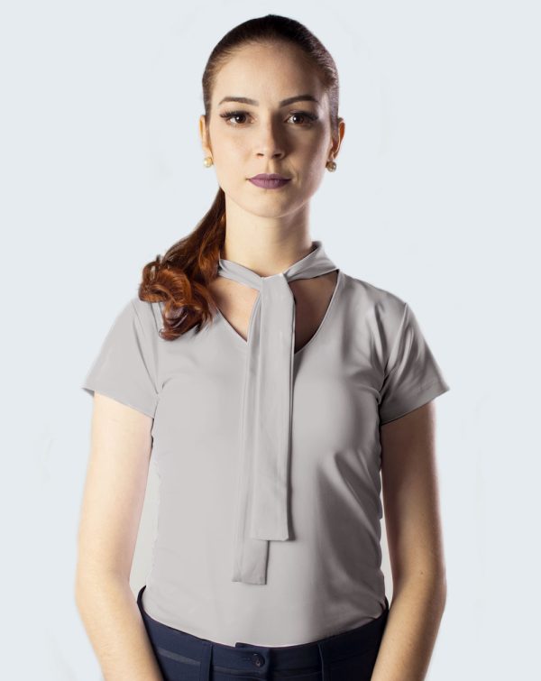 T-Shirt Feminina Laço Uniforme | Cinza Claro-0